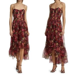 Cinq a Sept Daria Silk A-line Floral Silk Chiffon Midi Dress